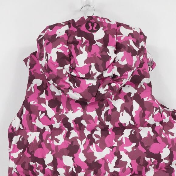 Lululemon Vest Womens Size 8 Pink Camo Wunder Puff Cropped Hooded Down New - Picture 5 of 16